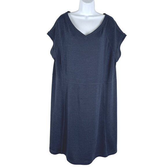 Talbots Dress Womens 2X Blue V-Neck Polyester Spandex Casual NWT DR-1789 - Picture 1 of 7